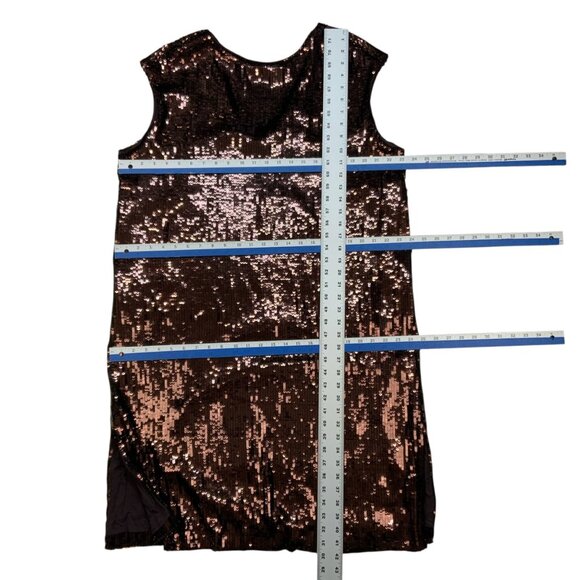Anthropologie Maeve Kara Sequins Dress Plus 1X Wine Shift Cap Sleeve Short Hem - Picture 6 of 16